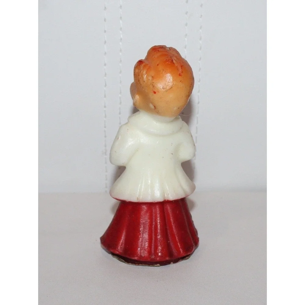 set of 5 vintage choir boy caroler candles red white wax Christmas
